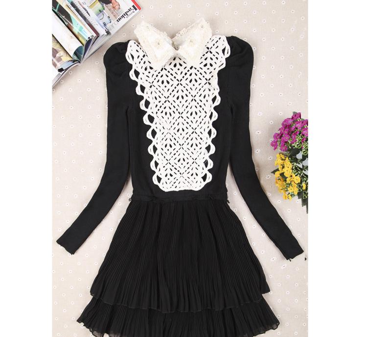 精品女裝 女士連衣裙上針織下雪紡料 時尚女裝特價 01圖片_高清圖_細節(jié)圖-溫州市鹿城區(qū)站前陳小春服裝批發(fā)部